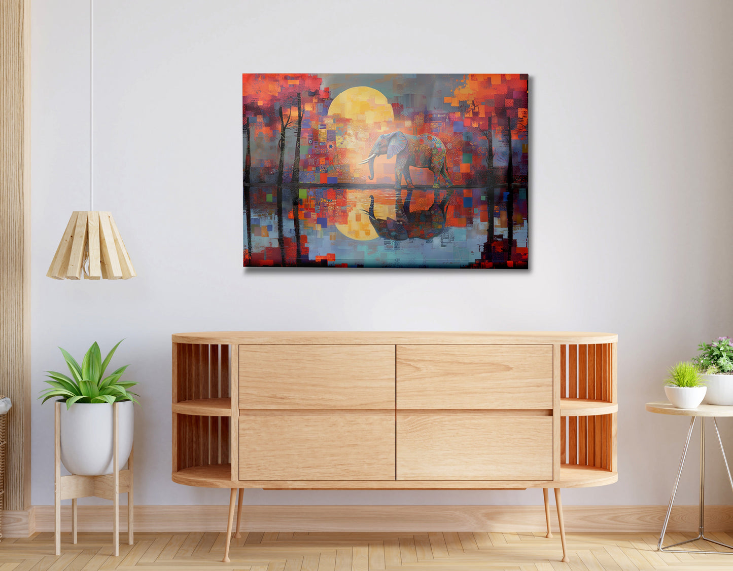 Elephant Moon Reflection African American canvas print view 20