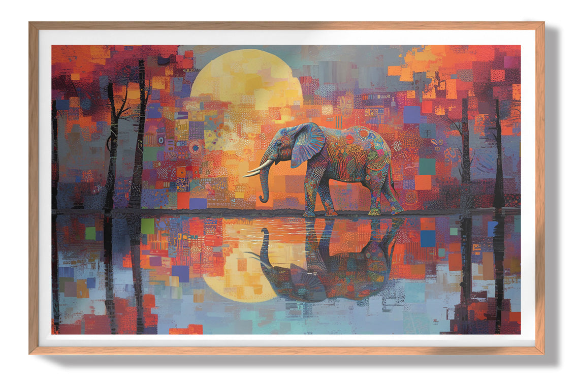 Elephant Moon Reflection African American canvas print view 79