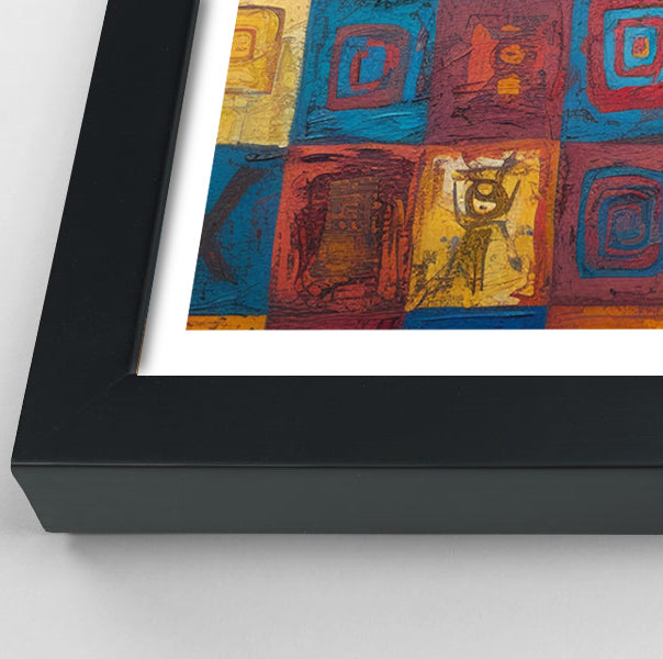 Blue Patchwork Giraffe Black African American canvas print view 70