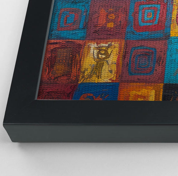 Blue Patchwork Giraffe Black African American canvas print view 28