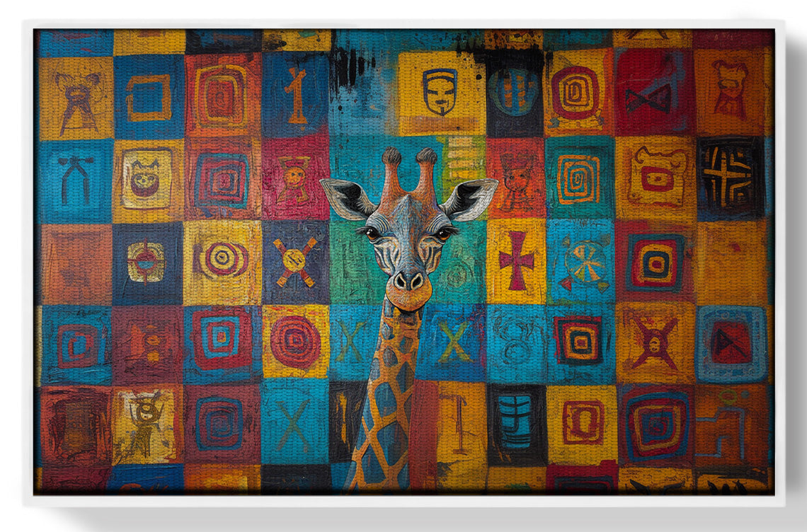 Blue Patchwork Giraffe Black African American canvas print view 61