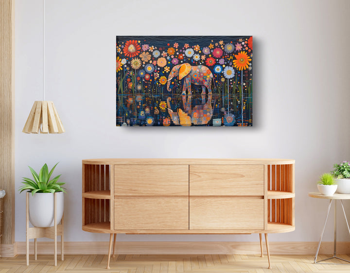 Elephant Floral Night African American Wall Art