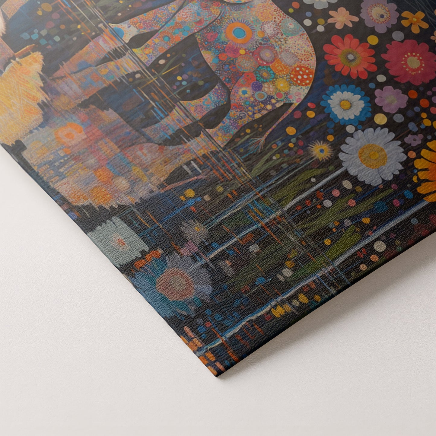 Elephant Floral Night African American canvas print artwork by MoomZee Artwork