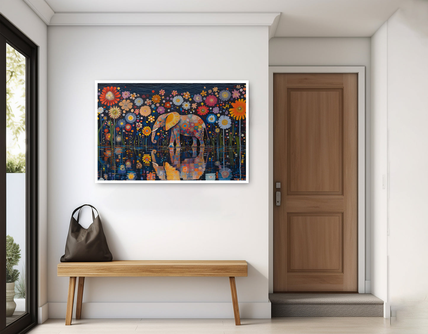 Elephant Floral Night African American canvas print home decor view