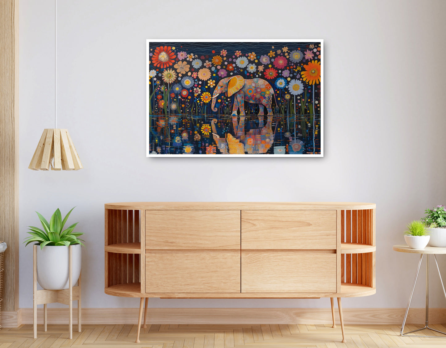 Alternate view of Elephant Floral Night African American canvas print