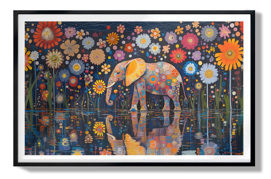 Elephant Floral Night African American canvas print view 67