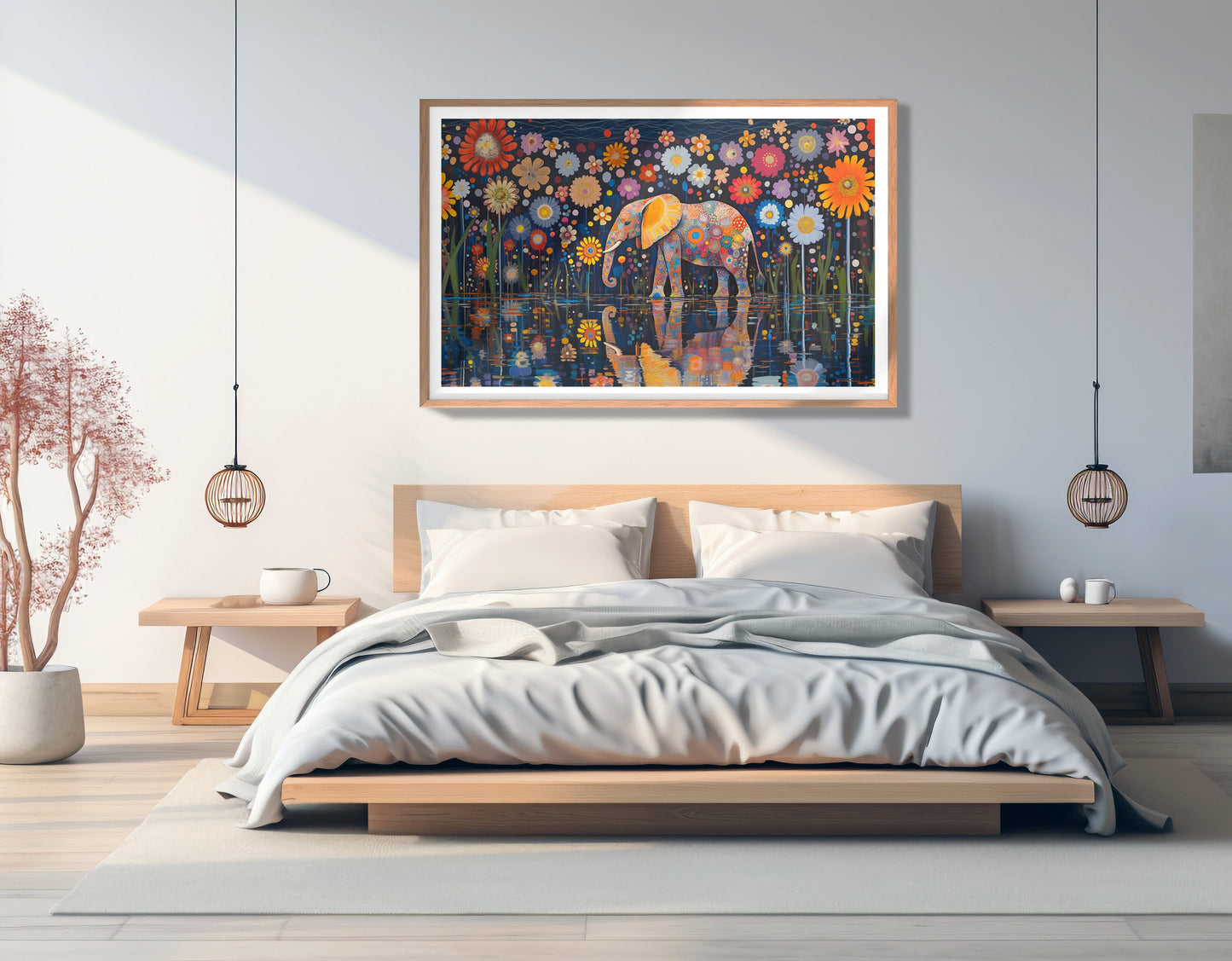 Elephant Floral Night African American canvas print view 81