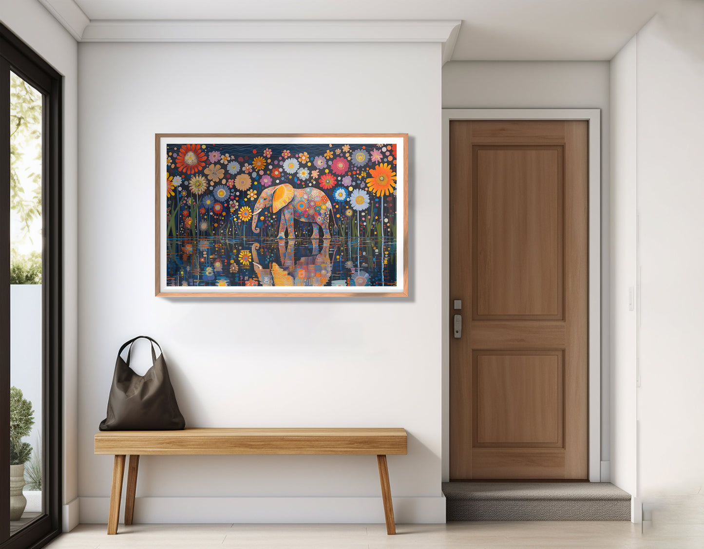 Elephant Floral Night African American canvas print view 83