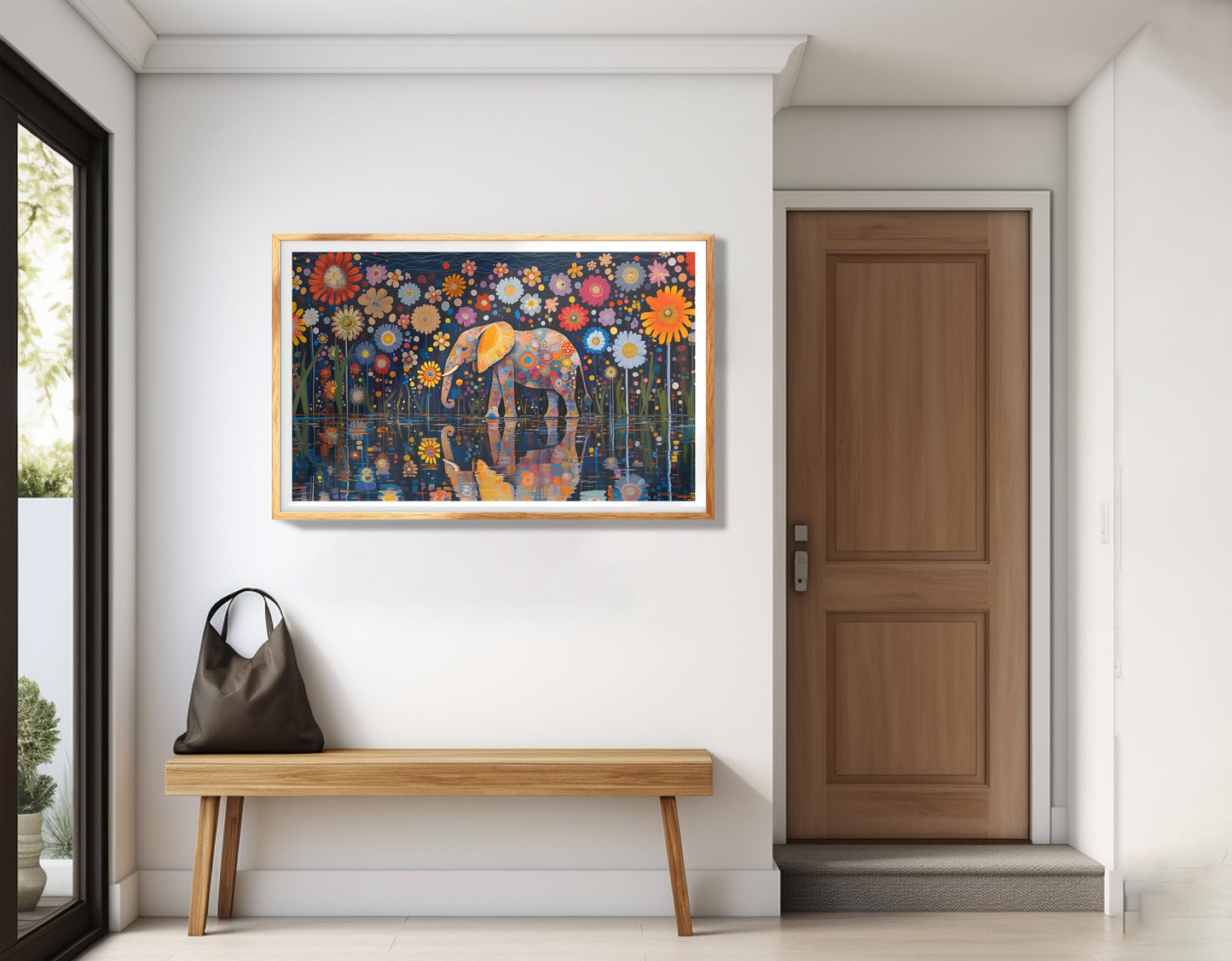 Elephant Floral Night African American canvas print view 77