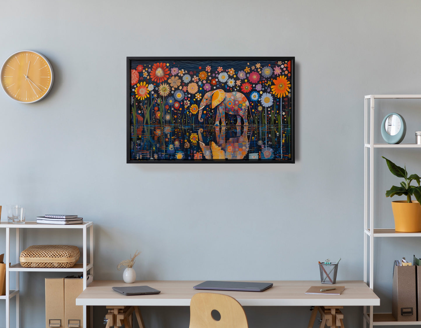 Elephant Floral Night African American canvas print view 30
