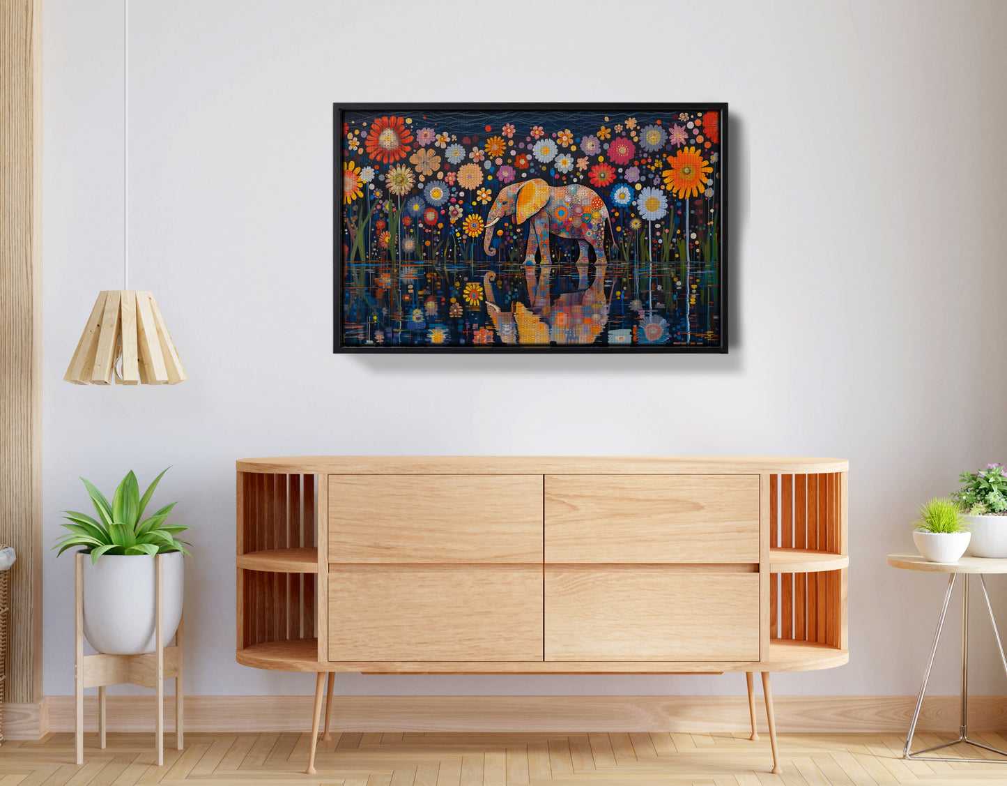 Elephant Floral Night African American canvas print view 26