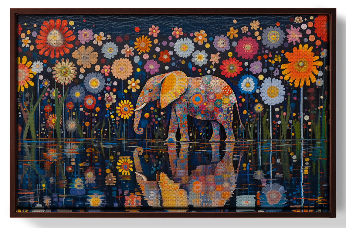 Elephant Floral Night African American canvas print view 31