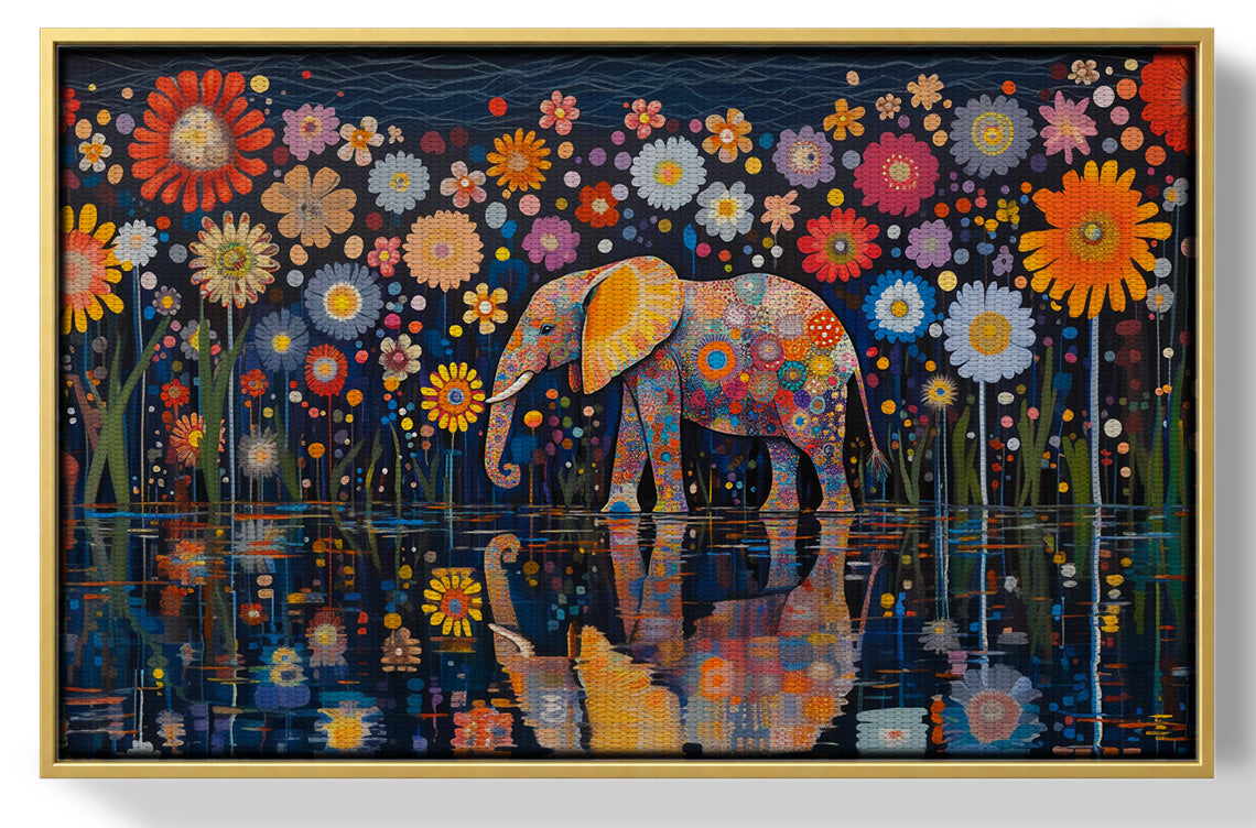 Elephant Floral Night African American canvas print view 37