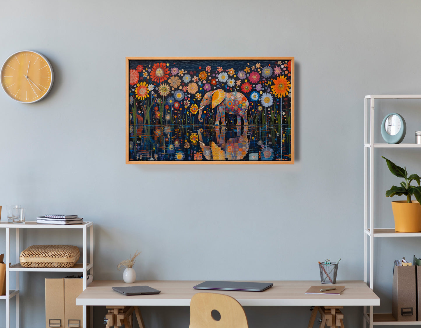 Elephant Floral Night African American canvas print view 48