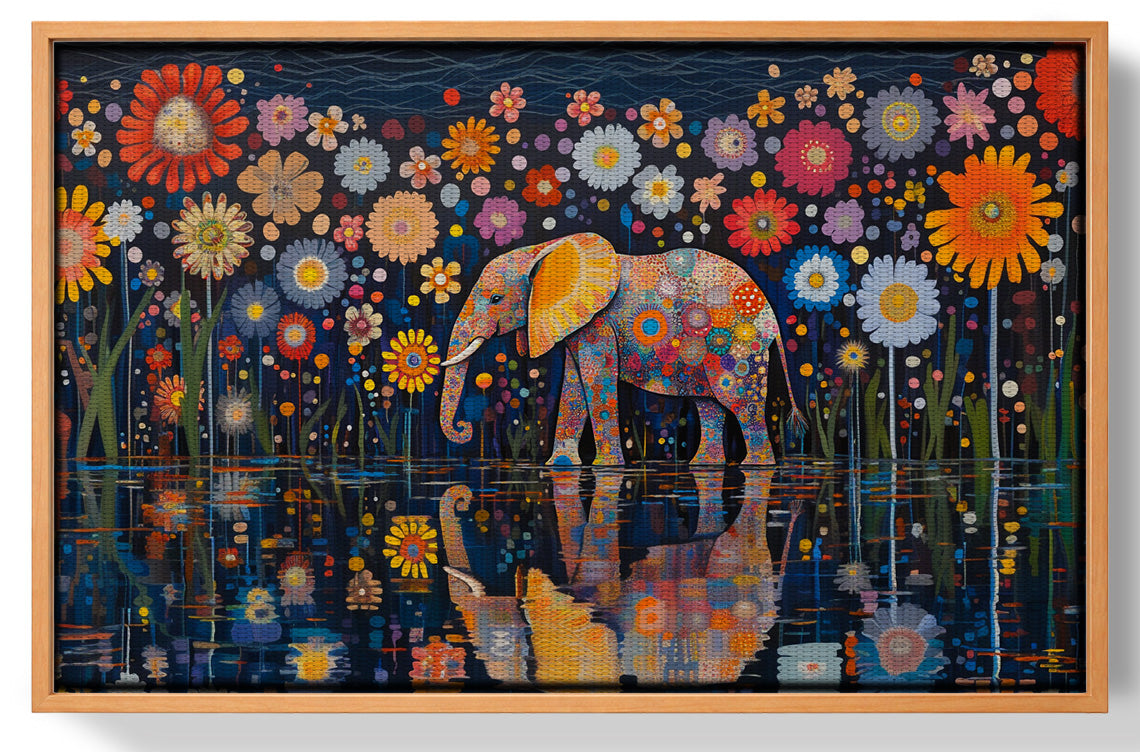 Elephant Floral Night African American canvas print view 43