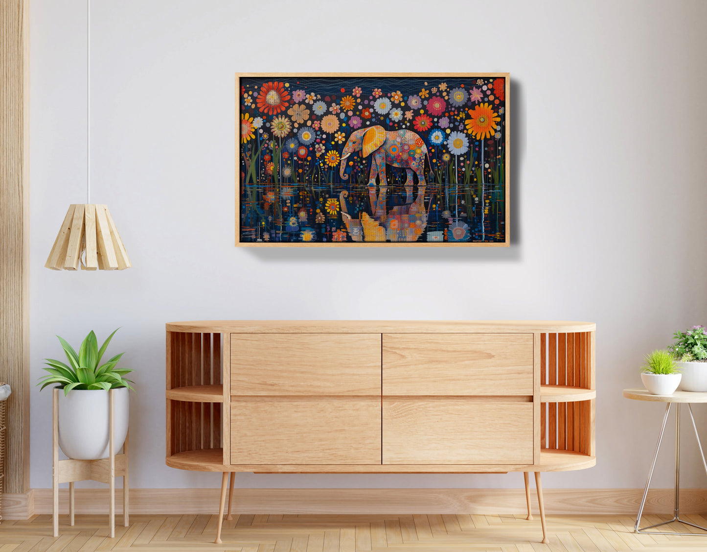 Elephant Floral Night African American canvas print view 50
