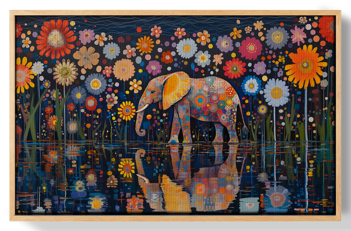 Elephant Floral Night African American canvas print view 49