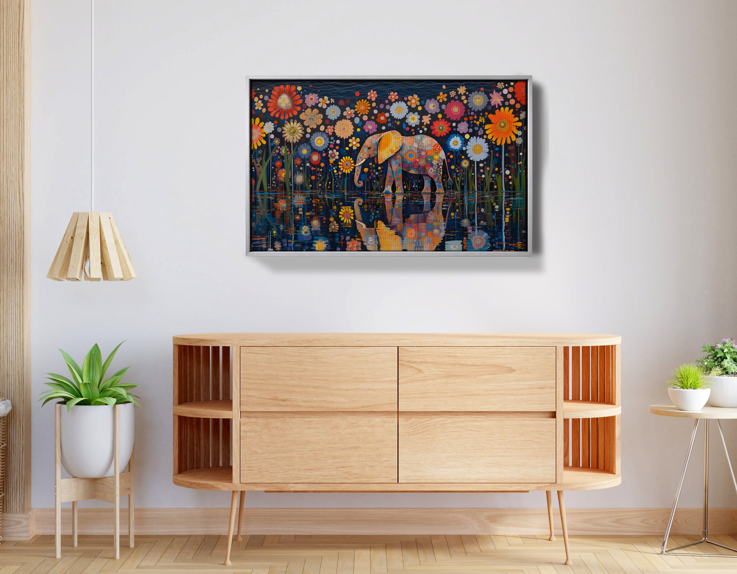 Elephant Floral Night African American canvas print view 56