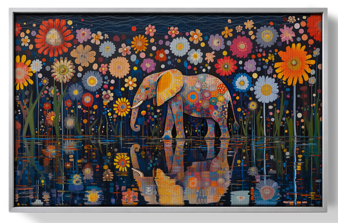 Elephant Floral Night African American canvas print view 55