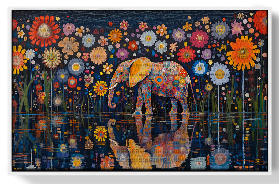 Elephant Floral Night African American canvas print view 61