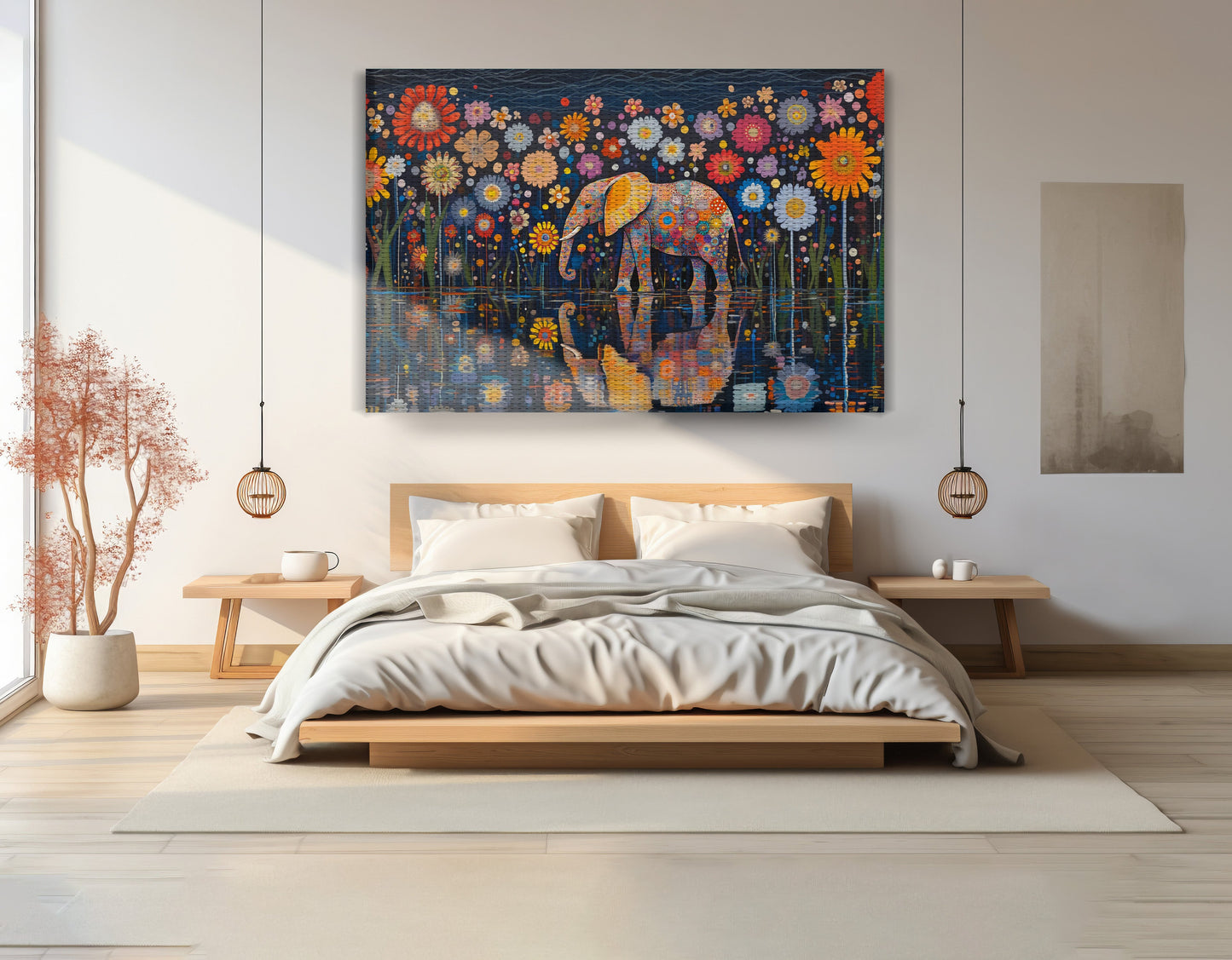 Elephant Floral Night African American canvas print view 15
