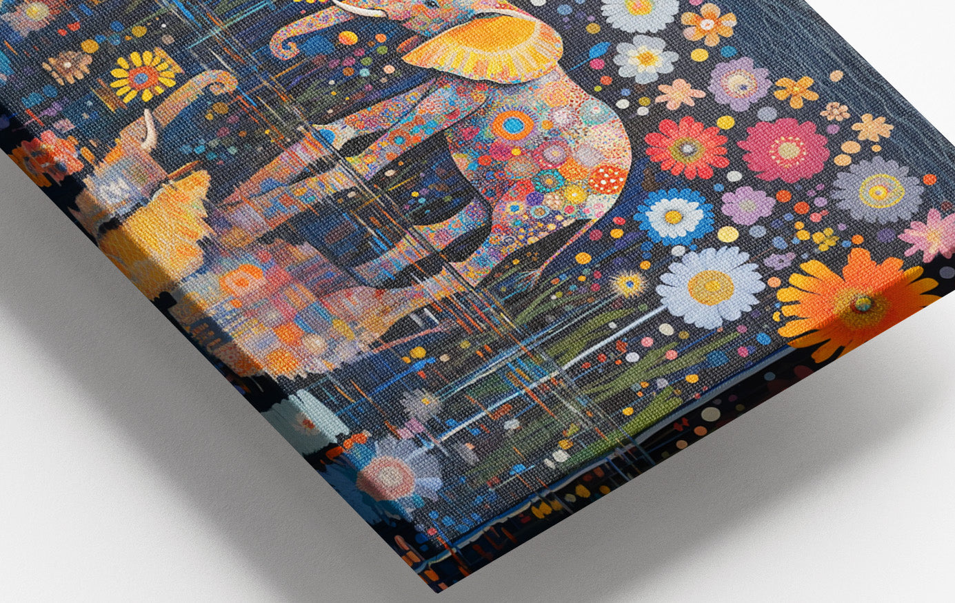 Elephant Floral Night African American canvas print view 16