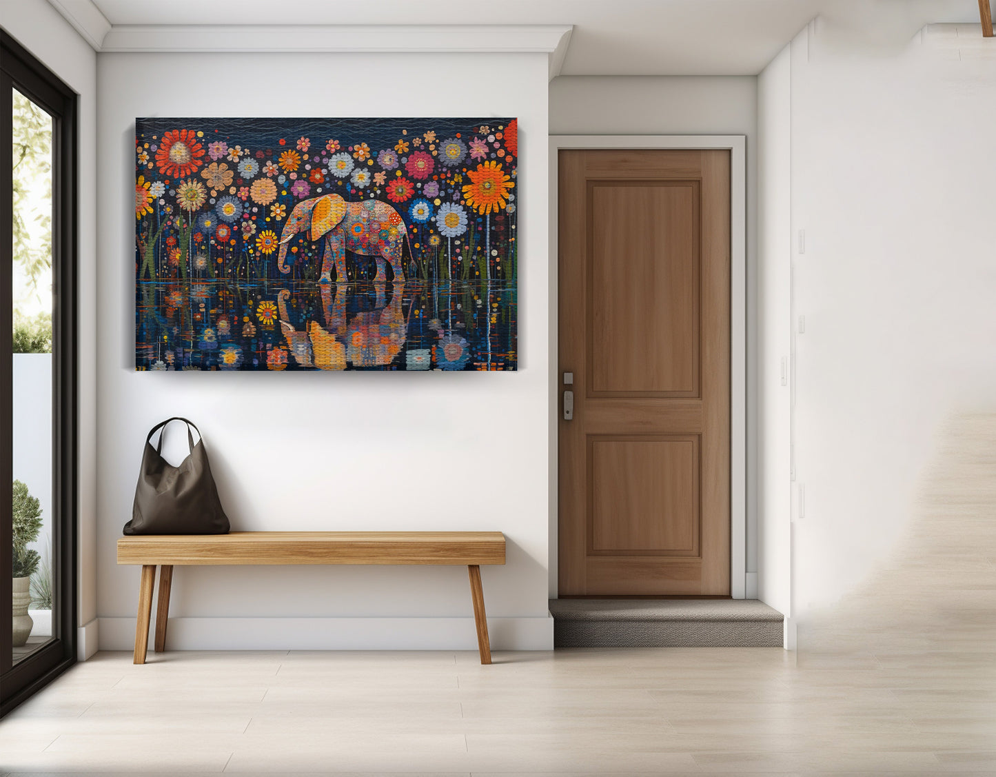 Elephant Floral Night African American canvas print view 17