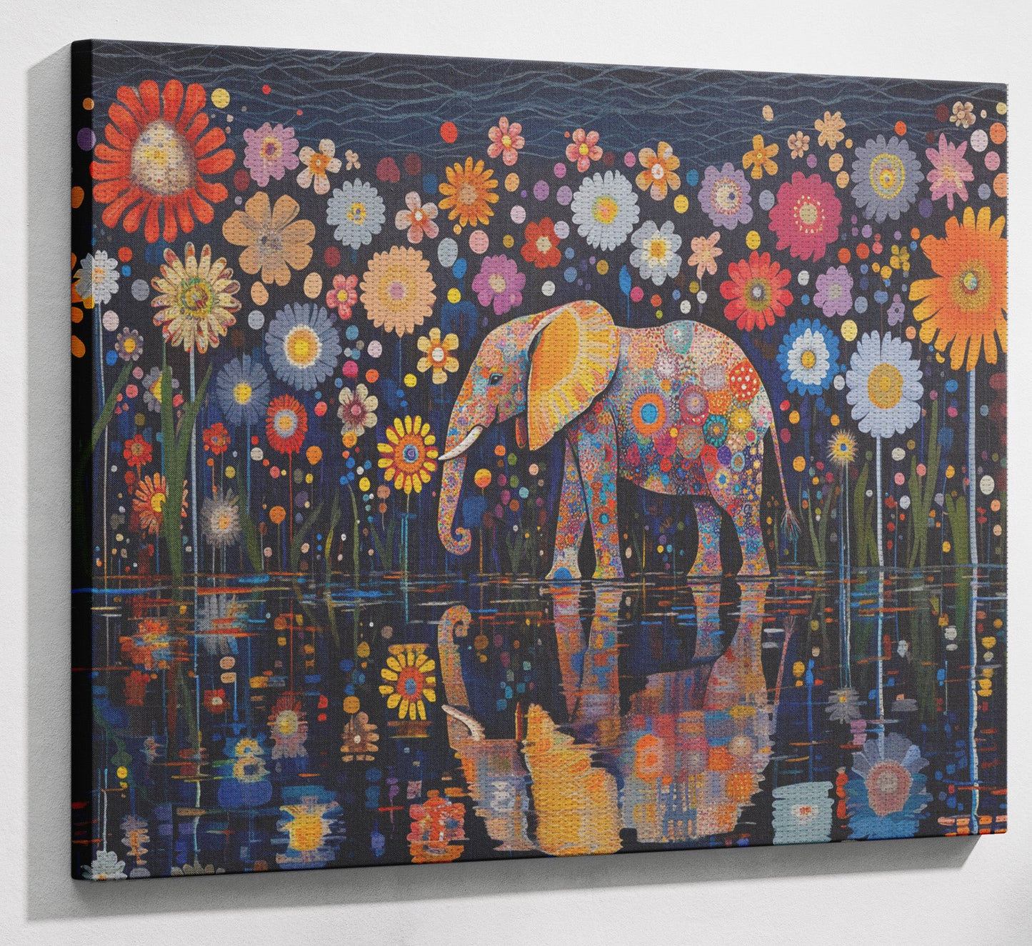 Elephant Floral Night African American canvas print view 13