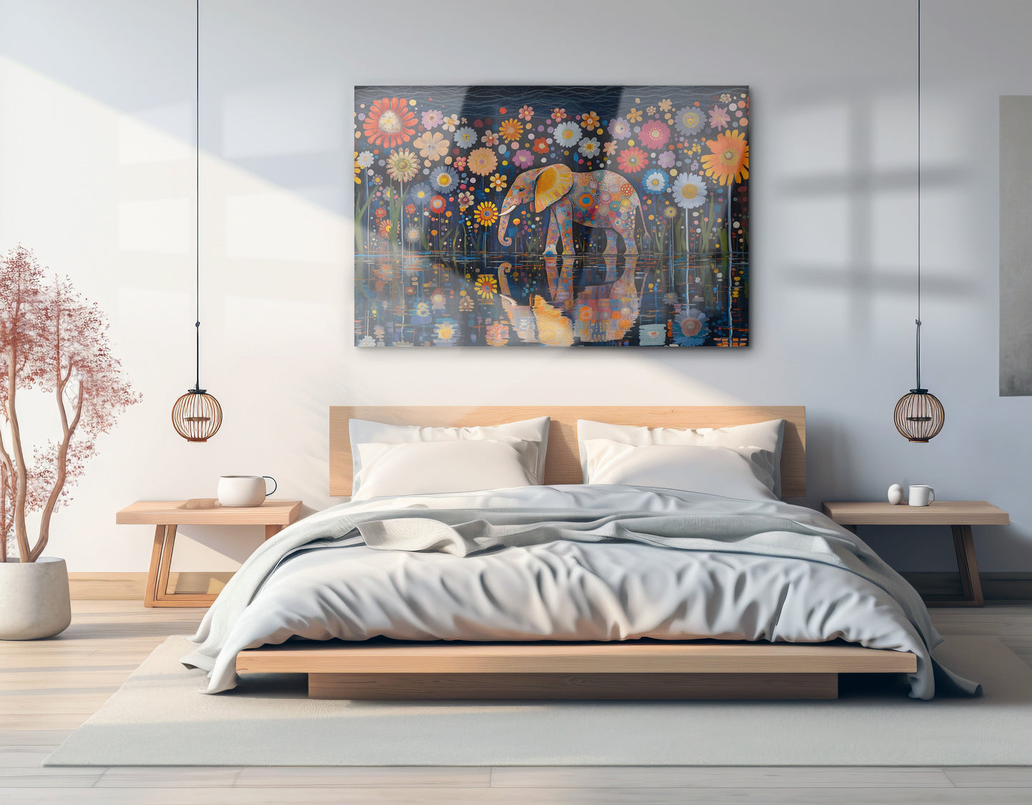 Elephant Floral Night African American canvas print view 21