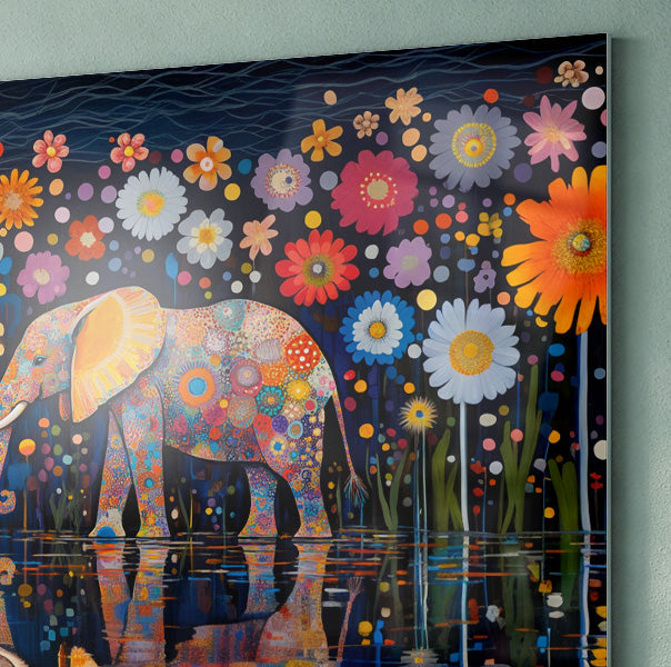 Elephant Floral Night African American canvas print view 22
