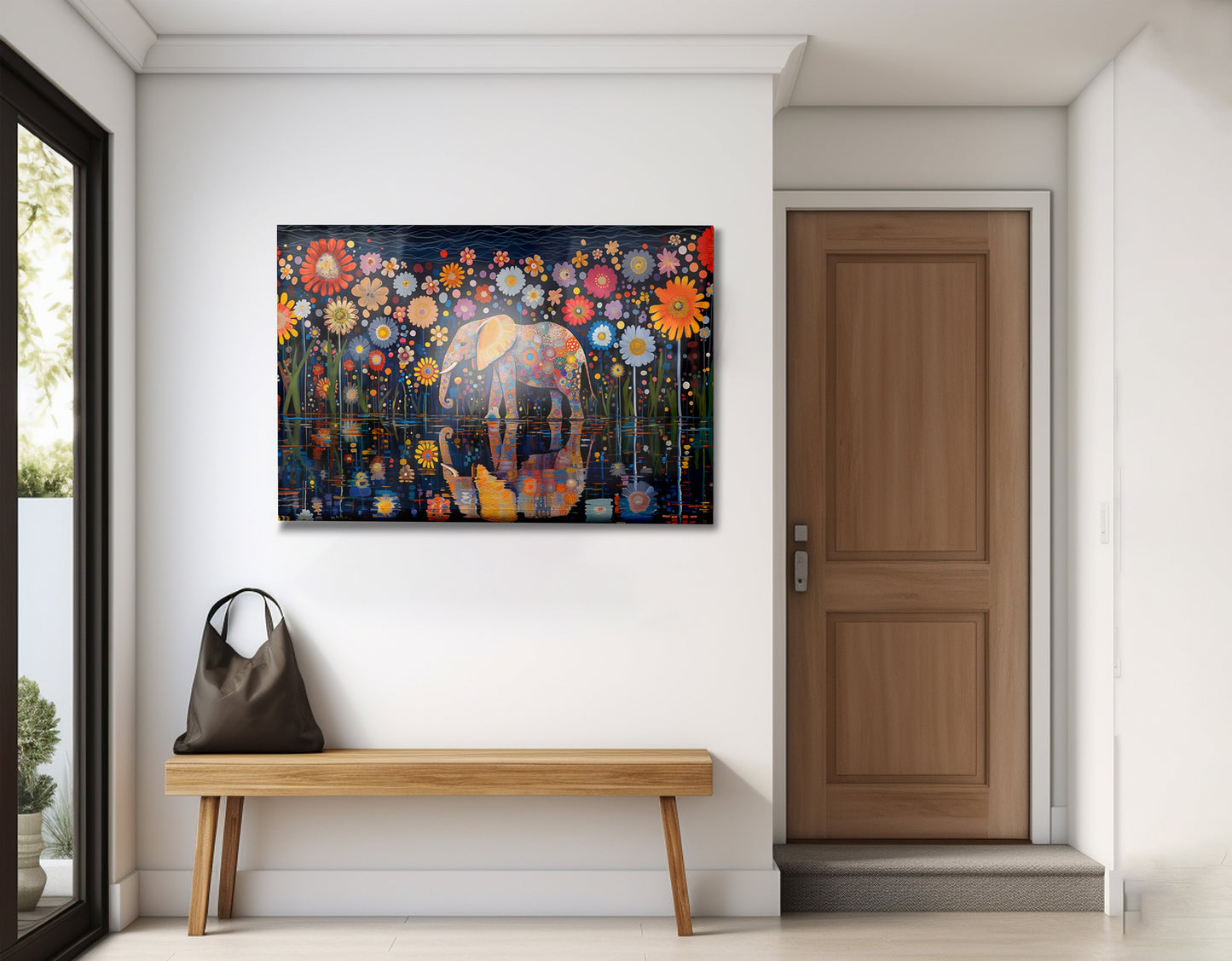 Elephant Floral Night African American canvas print view 23