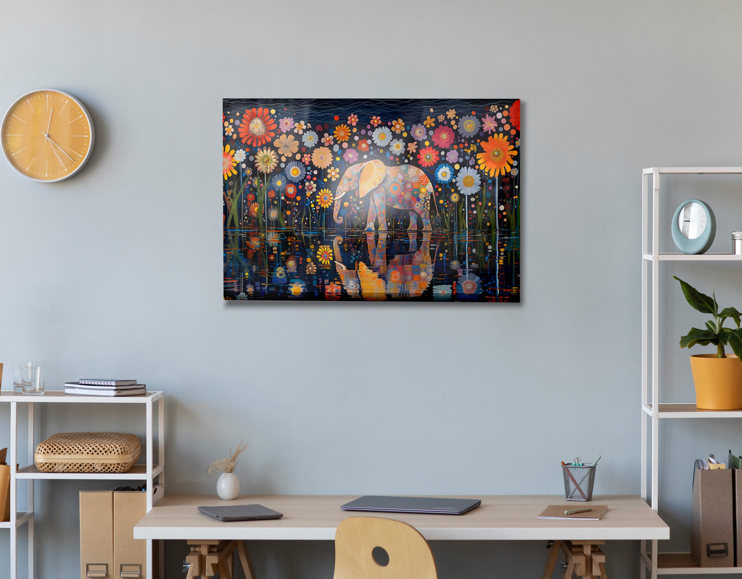 Elephant Floral Night African American canvas print view 24
