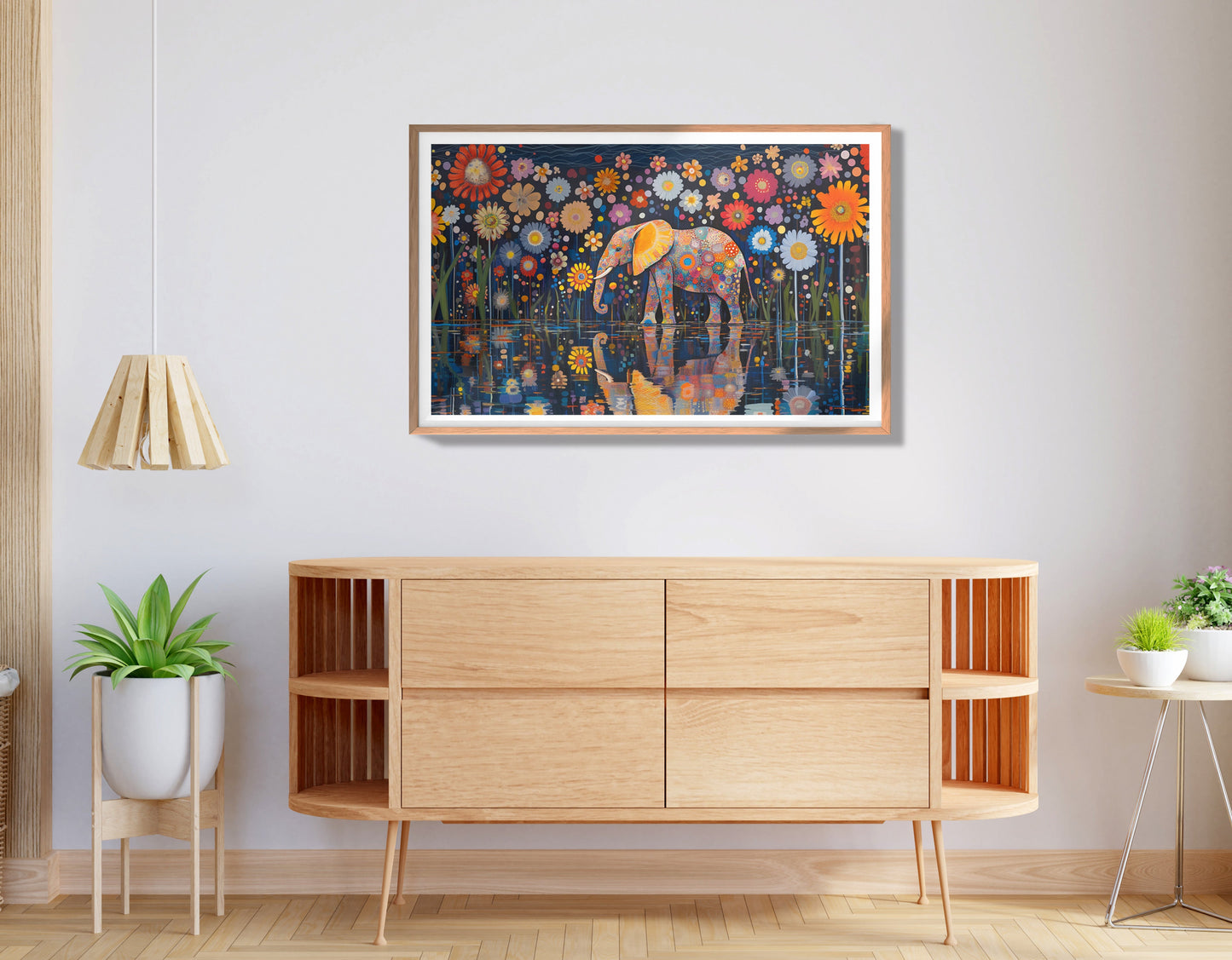 Elephant Floral Night African American canvas print view 80