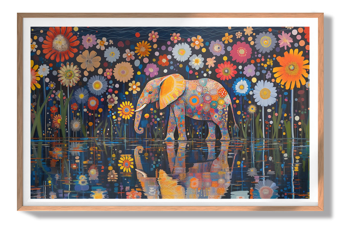 Elephant Floral Night African American canvas print view 79