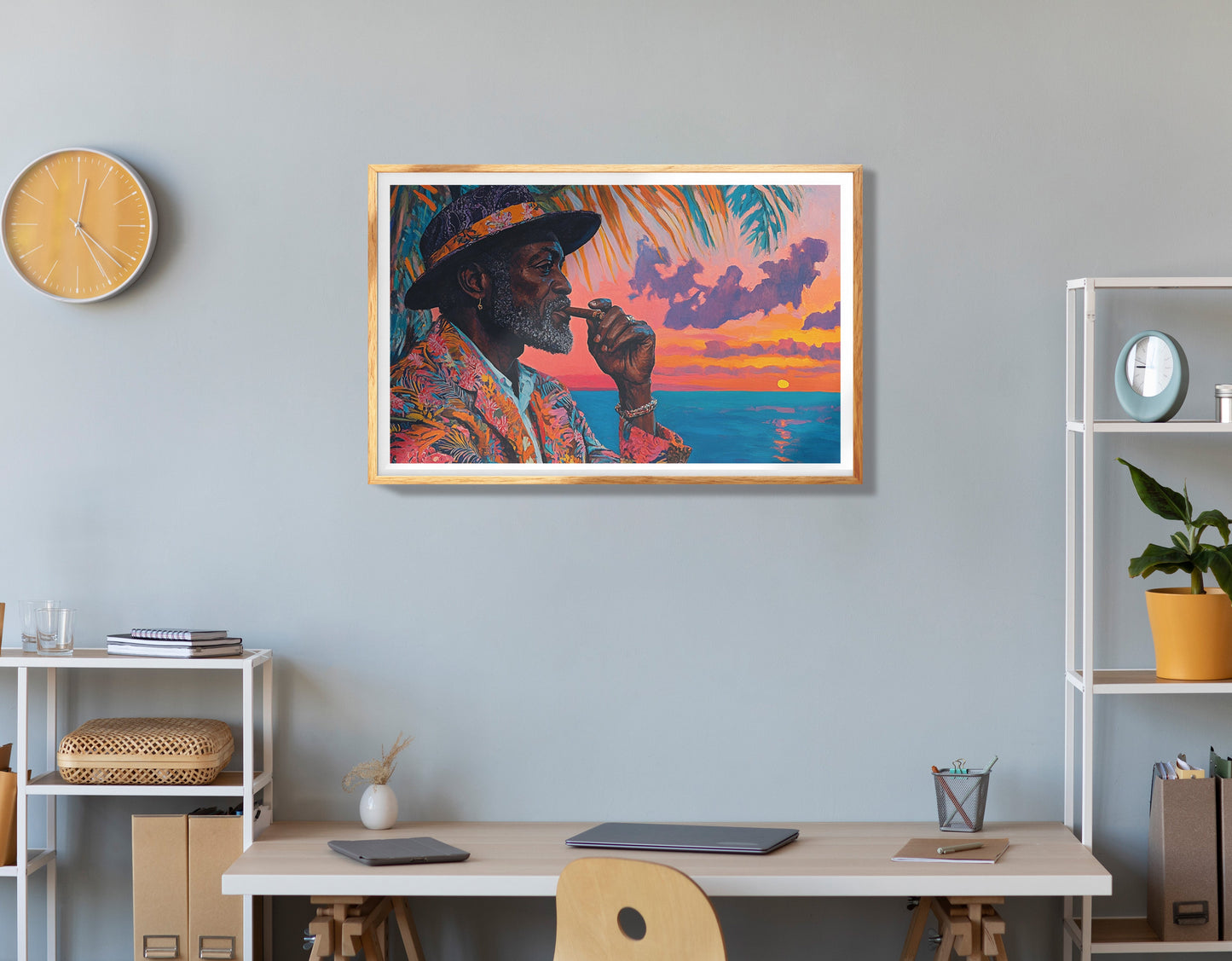 Earth Tone Giraffe African American canvas print view 78