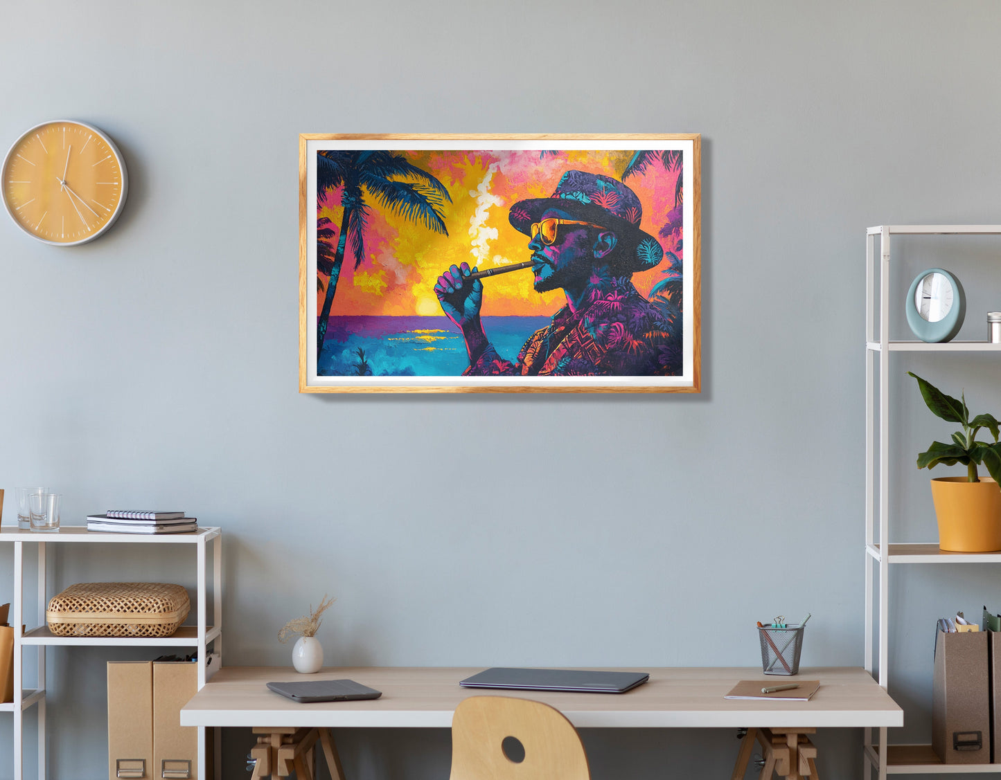 Sleeping Orange Cat Geometric African American abstract art view 78