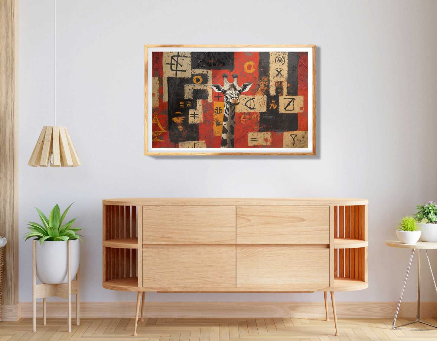 Blue Patchwork Giraffe Black African American canvas print view 74