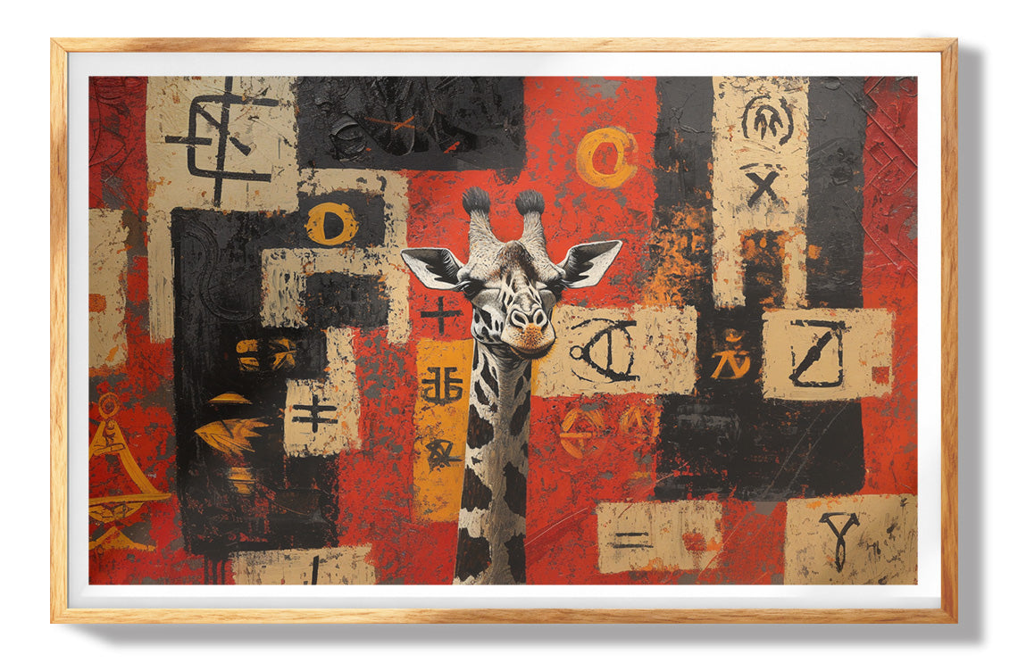 Blue Patchwork Giraffe Black African American canvas print view 73