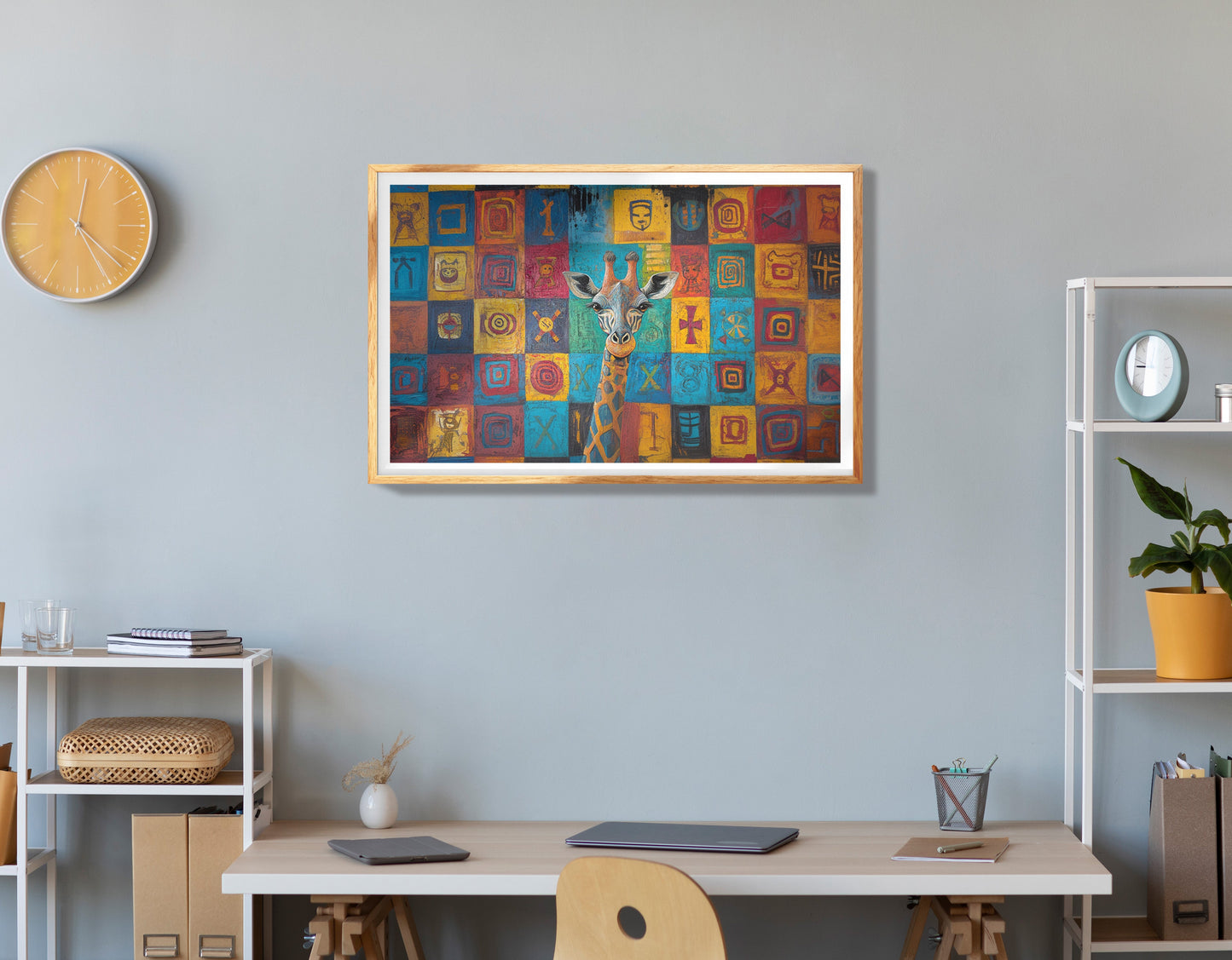 Red Tribal Giraffe African American canvas print view 78