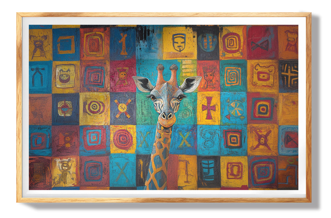 Red Tribal Giraffe African American canvas print view 73
