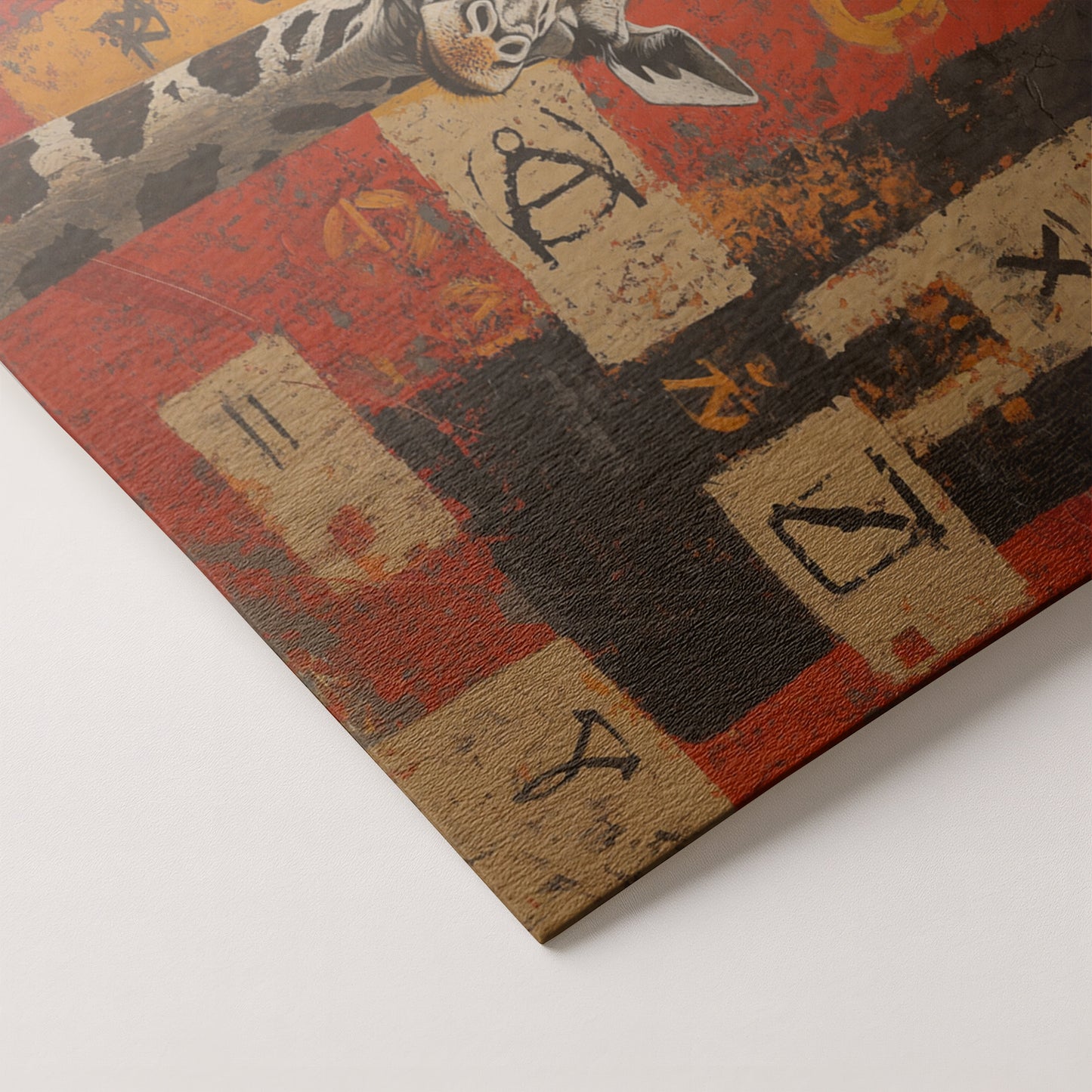 Red Tribal Giraffe African American canvas print artwork by MoomZee Artwork