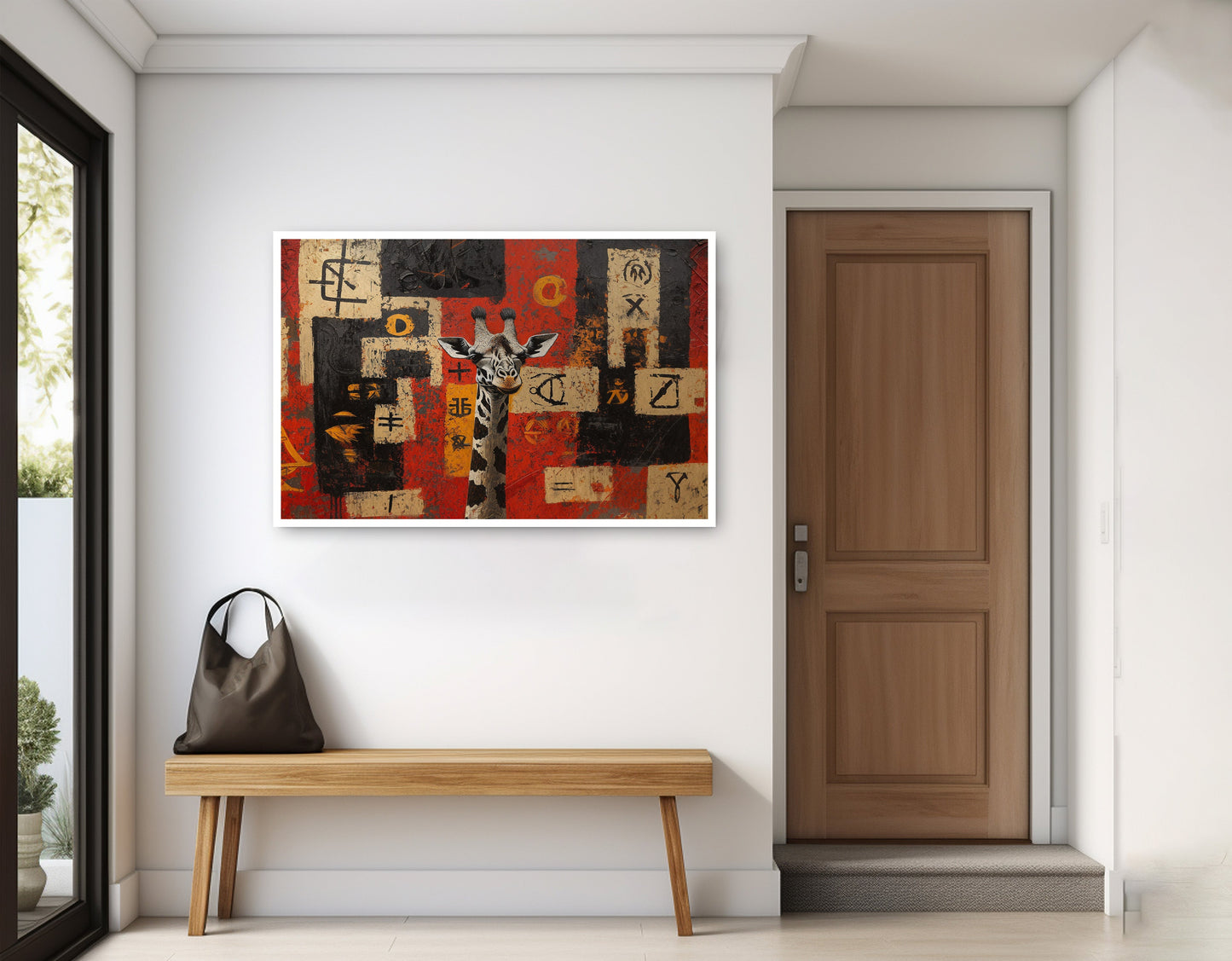 Red Tribal Giraffe African American canvas print home decor view