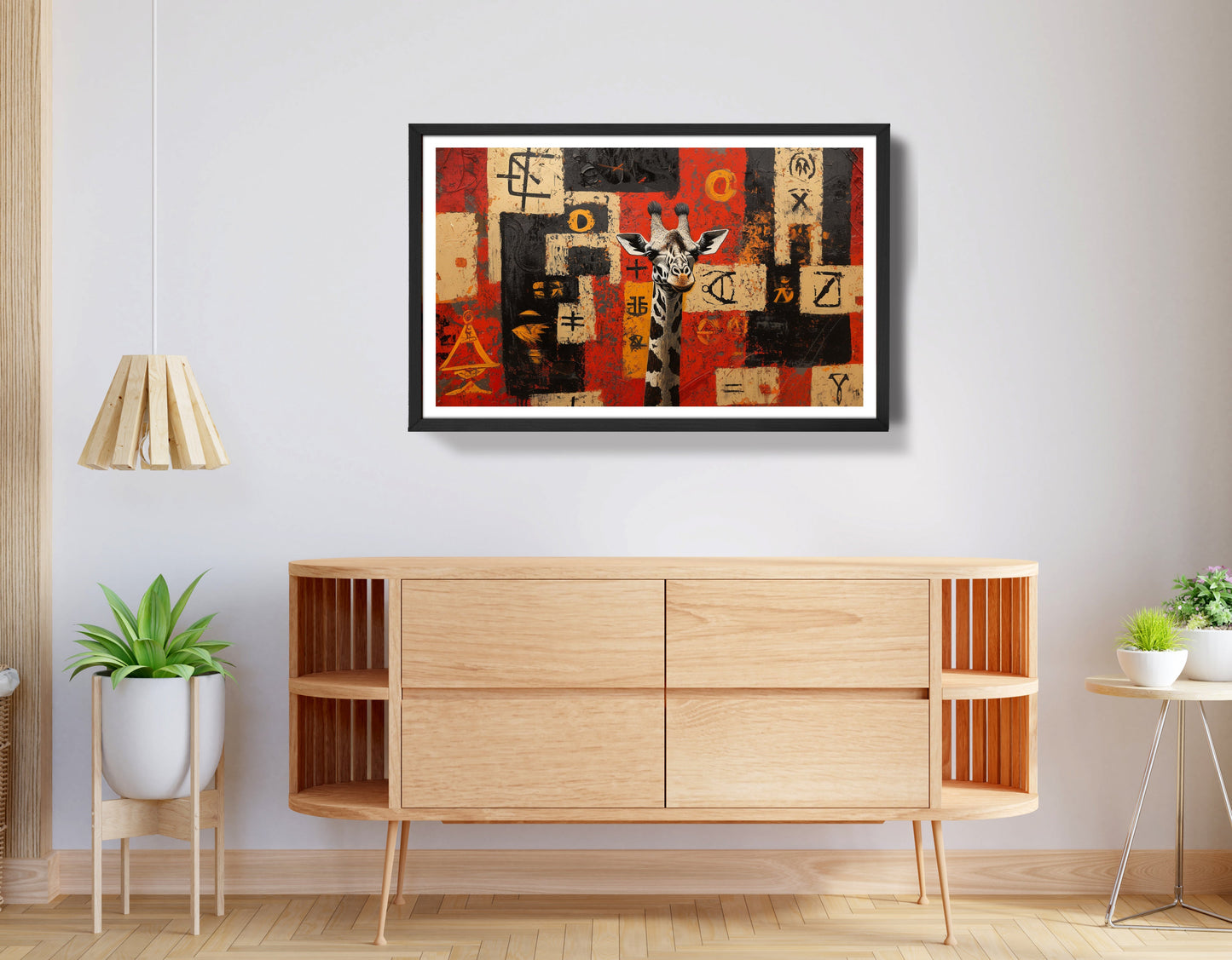 Red Tribal Giraffe African American canvas print view 68
