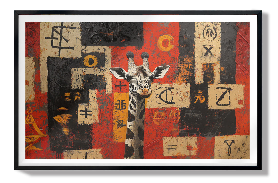 Red Tribal Giraffe African American canvas print view 67