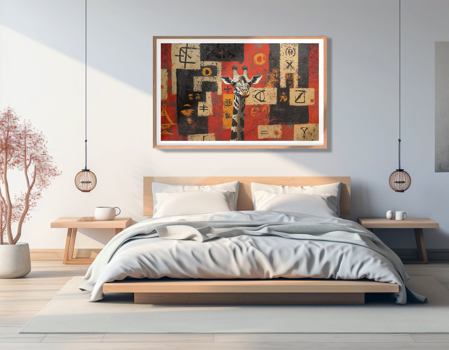 Red Tribal Giraffe African American canvas print view 81