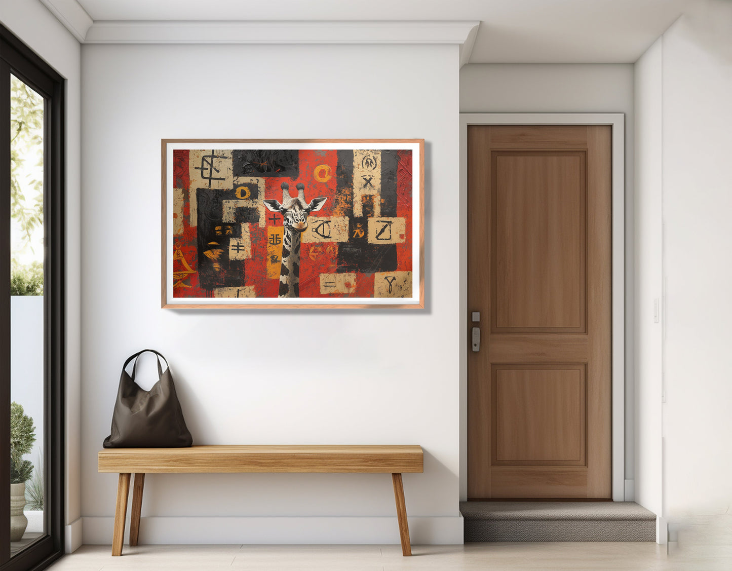 Red Tribal Giraffe African American canvas print view 83