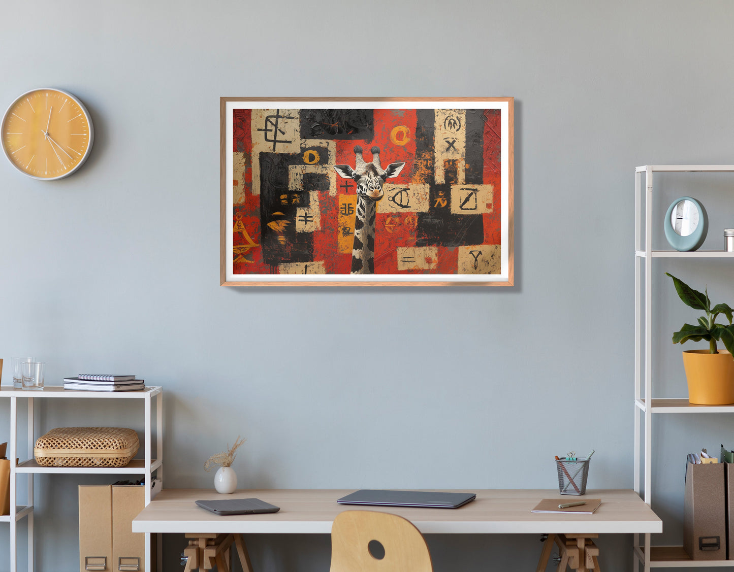 Red Tribal Giraffe African American canvas print view 84