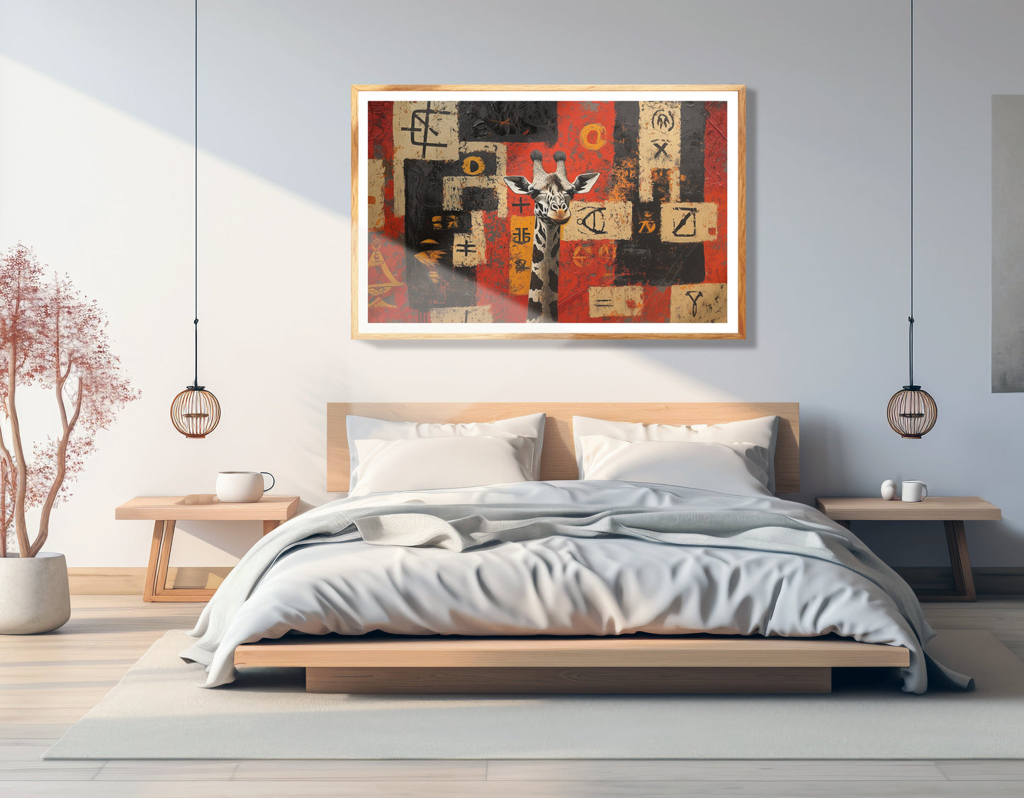 Red Tribal Giraffe African American canvas print view 75