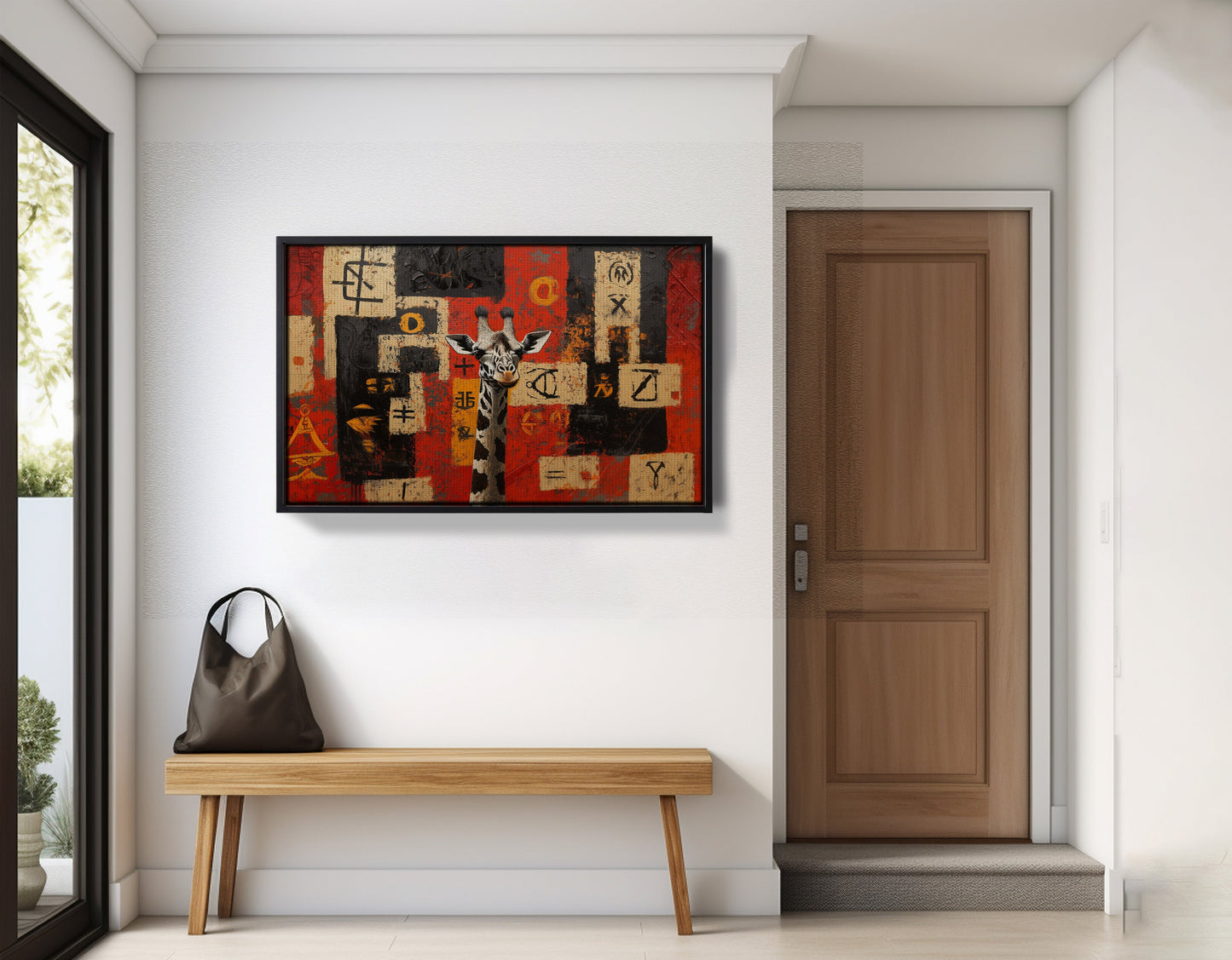 Red Tribal Giraffe African American canvas print view 29