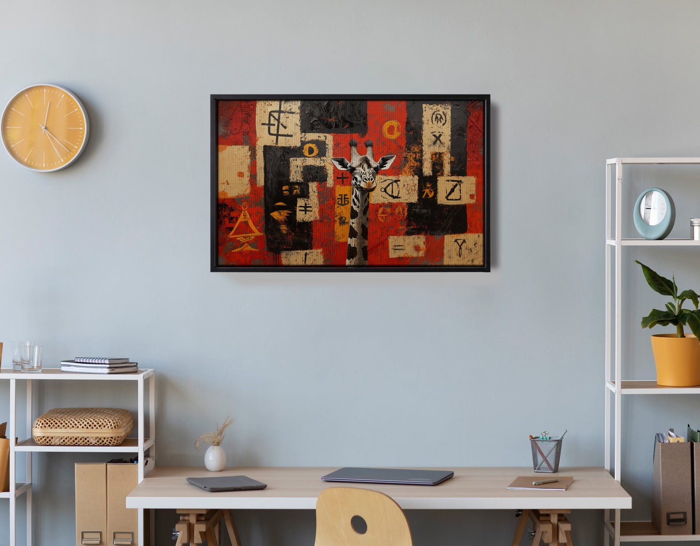 Red Tribal Giraffe African American canvas print view 30